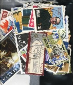 100 Malta stamps, all different